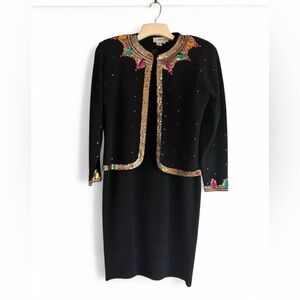 Vintage Outlander Midi Dress and Sweater Set Sequined